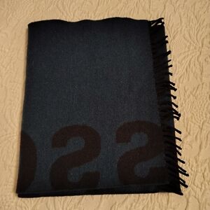 Hugo Boss Merino Wool And Cashmere Dark Green and Black Scarf